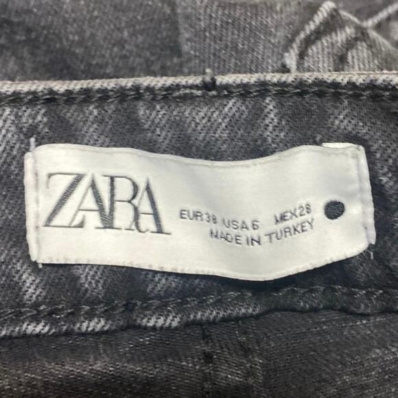 Zara Women's Black Wash High Waisted Flared Bootcut Denim Jeans Pants Size 6 - Picture 4 of 5